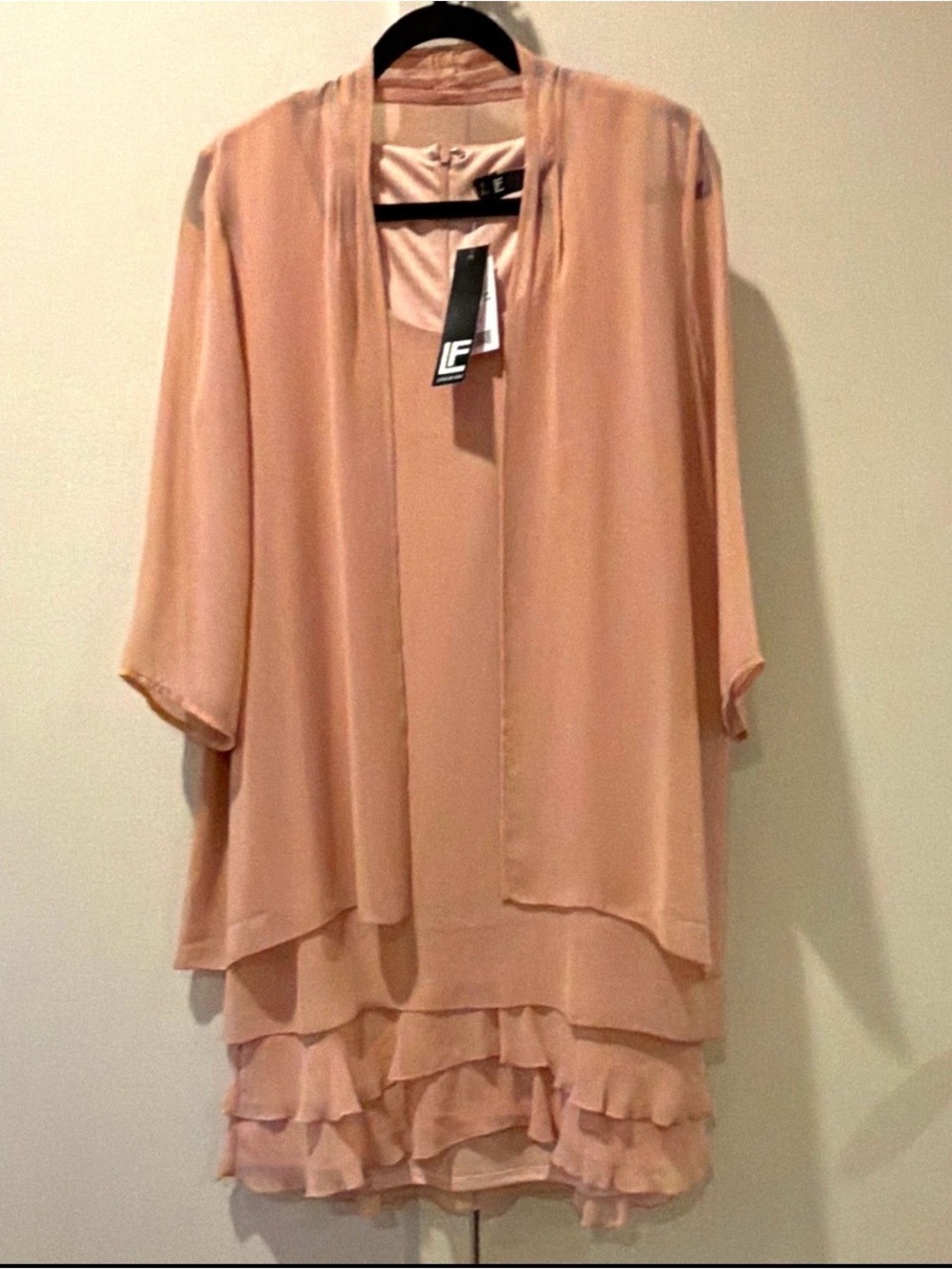 Leslie Fay Blush Pink Layered Chiffon Dress with Jacket